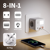 Adaptateur mural 10A 240V avec prise AC standard européenne, 3 ports USB et 2 ports Type-C – Meilleure vente
