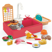Juguete de Fregadero Eléctrico con Agua Circulante para Niños, Juego de Cocina de Juguete de Plástico para Niños de 2 a 6 Años