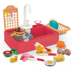 Jouet d'évier de lave-vaisselle électrique avec eau circulante pour enfants, ensemble de cuisine pour jeu d'imitation, jouet en plastique pour enfants de 2 à 6 ans - Product Image 3