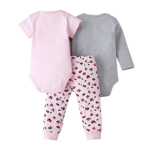 Ropa de Bebé para Niña, Conjunto de 3 Piezas de Algodón para Verano, OEM, Mono, Pantalones, Traje, Venta al por Mayor, Ropa para Niños Pequeños - Product Image 2