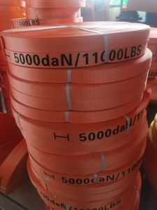 Correa de amarre tejida con cordón de poliéster naranja de 38mm para embalaje - Product Image 6