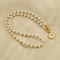À la mode Perle Shell Lettre Collier Bijoux Or pour Femmes En Acier Inoxydable Charme Collier Designer Accessoires En Gros