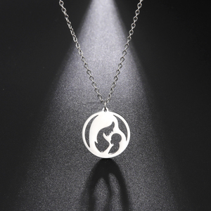 Bébé étreignant maman colliers pour femmes en acier inoxydable pendentif cou chaîne mode bijoux à la mode anniversaire fête des mères cadeau - Product Image 2