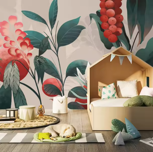 <span class=keywords><strong>Papel</strong></span> Tapiz <span class=keywords><strong>Mural</strong></span> Decorativo para Pared de Casa con Diseño de Paisaje Natural, Plantas, Flores y Hojas Verdes, Diseño 3D, Decoración de Interiores - Product Image 2