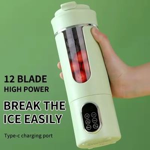 Mixeur Portable Rechargeable 450 ml, Ensemble de 12 Pièces avec Fonction de Sécurité, Tasse à Jus d'Orange Fraîche, Mini-Presse-Agrumes à 12 Lames pour Usage Personnel - Product Image 3