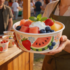 Custom Printed Full Color Logo <b>Paper</b> Salad <b>Bowl</b> Container for Brand Promotion Marketing Campaign Franchise Store - Product Image 1
