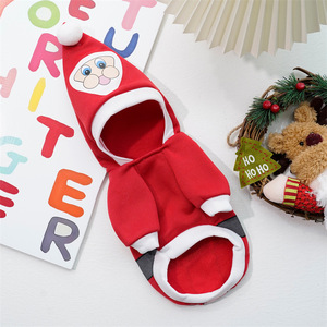 Cute Animal Christmas Pet <b>Clothes</b> Red With Black Belt Cotton-Padded Coats <b>For</b> <b>Cats</b> And Dogs - Product Image 3