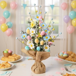 Décoration de table LANJO pour Pâques : branche de tulipe artificielle en pot, ornement floral pour la maison, les fêtes et les festivals - Product Image 2