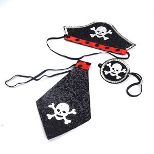 Halloween Cosplay Costume <b>Kids</b> <b>Pirate</b> Eye Patches Tie Captain <b>Hat</b> Set - Product Image 2