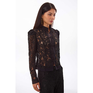 Veste en dentelle mandarin noire - Product Image 4