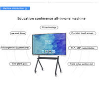 Tableau blanc interactif LCD 4K de 65/75/85/86/98/110 pouces avec système d'exploitation Android et Windows, tactile capacitif pour le bureau, l'éducation et les réunions