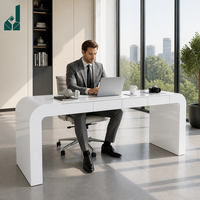 Bureau d'ordinateur en panneau MDF peint en blanc, design minimaliste moderne, personnalisable, vente directe d'usine