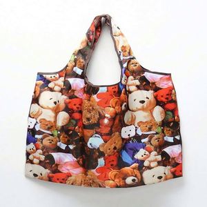 Sac de courses pliable réutilisable en polyester lavable, motif dessin animé mignon, écologique et personnalisé - Product Image 4