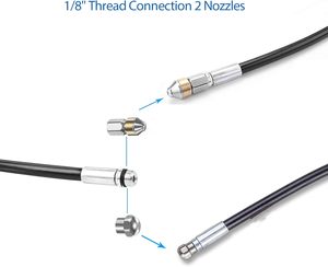 15M 180 Thanh Ống Làm Sạch Ống Thủy Làm Sạch Hose Ống Áp Lực Looser Ống Với Cứng Nhắc + Xoay Vòi Phun K2-k7 Bộ Chuyển Đổi - Product Image 5