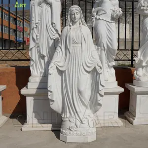 คาทอลิกสุขหุ่นผู้หญิงของเราชีวิตขนาดนักบุญมาเรียประติมากรรมหินอ่อนสีขาวรูปปั้นแมรี่บริสุทธิ์
