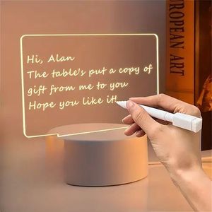 Tableau d'affichage acrylique led <span class=keywords><strong>de</strong></span> forme personnalisée tableau message la effaçable à sec avec base led blanche veilleuse - Product Image 3