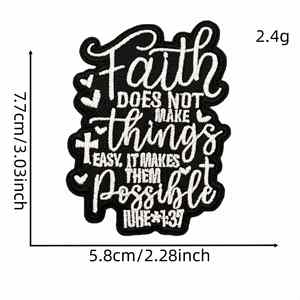 Nouvelle broderie thermocollante simple noir et blanc avec des mots chaleureux pour la décoration des vêtements et des sacs à dos - Product Image 3