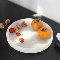 Plateau de rangement pour fruits et bijoux en marbre naturel Art Déco fait main, blanc, haut de gamme, décoration intérieure, luxe léger, hôtel, maison d'hôtes, personnalisable