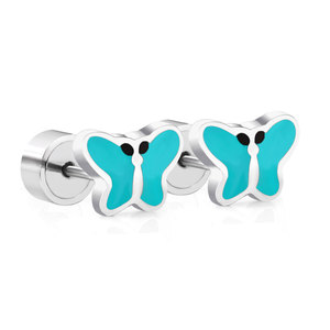 Pendientes Pequeños de Acero Inoxidable 316L con Diseño de Flor y Mariposa, Joyería Fina de Moda, Venta al Por Mayor Personalizada - Product Image 6