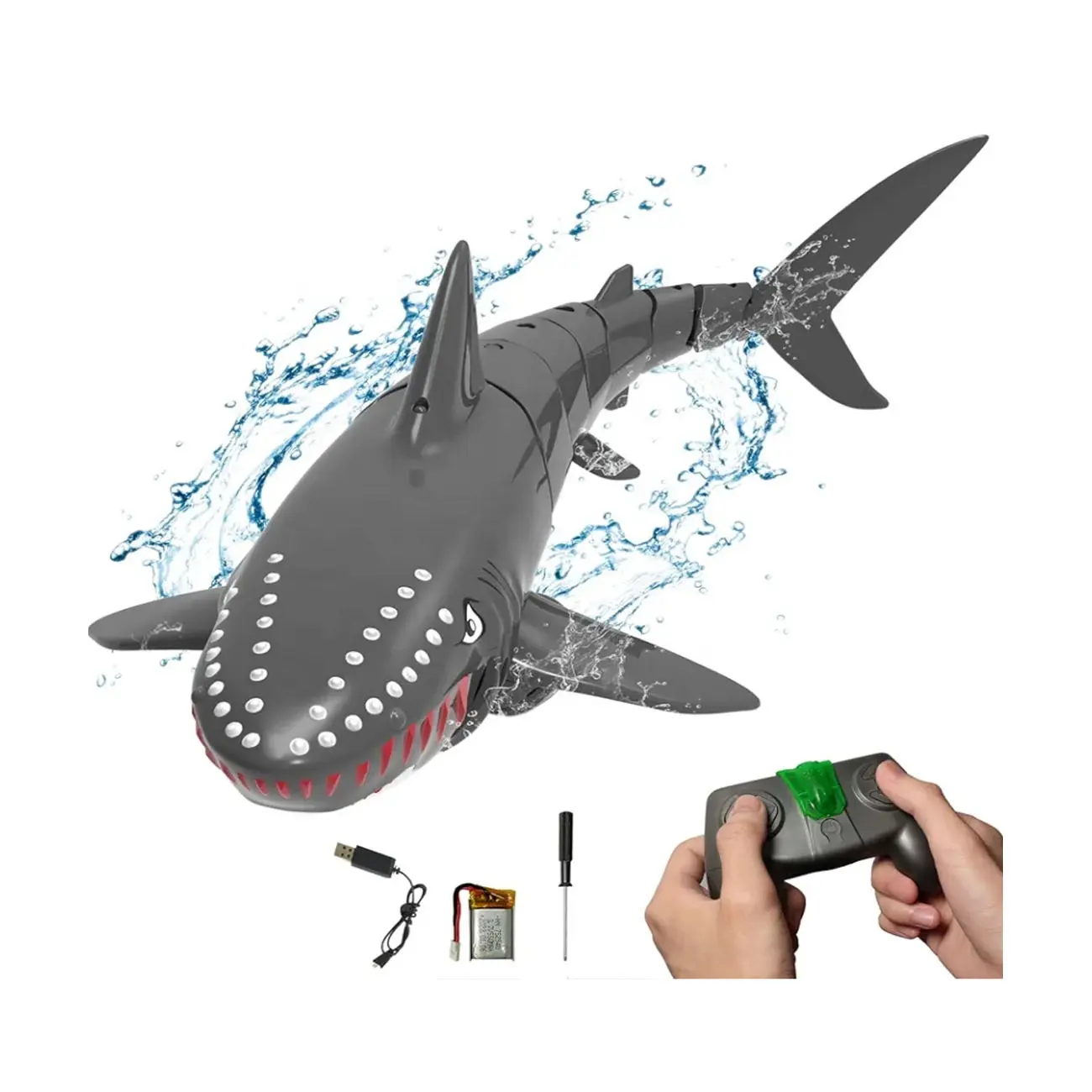 New 2.4 GHz Remote Control Shark Toy ,1:16 Scale High Simulation Shark, RC Shark for Swimming Pool, Underwater RC Boat Toy Gifts
