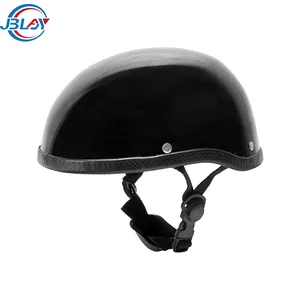 All'ingrosso Unisex nero brillante Retro Cafe moto Vintage casco aperto moto caschi mezza faccia