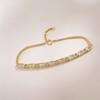Elegante Bracciale Impilabile con Catena Cubana e Diamanti Smeraldo Taglio Smeraldo in Oro Giallo 18K con Diamanti Coltivati in Laboratorio per Donna - Vendita all'Ingrosso
