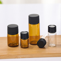 Vente en gros 1ml 2ml 3ml 5ml Tube d'huile essentielle Ambre Transparent Mini échantillon flacon de parfum bouteille d'emballage d'huile de sérum