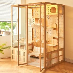 יוקרה להתאמה אישית בית חתול זכוכית פנורמית גדולה מקורה לחתול תצוגה חיית מחמד עם הבית תכונות בית כלוב ניתן להתאמה אישית - Product Image 4