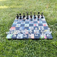 Pièces d'échecs en verre acrylique avec plateau, jeu d'échecs en lucite fait à la main, pièces d'échecs uniques, jeu de société
