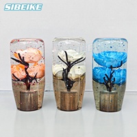 Grosir bunga mawar tombol Shift Manual akrilik bawah air bunga Glitter gigi Shift Knob 10CM