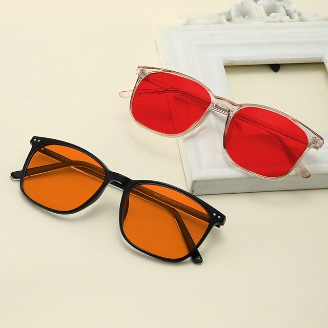 Custom Logo Red Orange Lenses 74% 84% Frame Eyewear Round Eyeglasses 98% 97% Anti Blue Light Blocking Filter Glasses for Reading