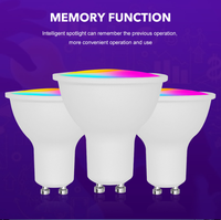 Ampoule de lampadaire d'hôtel GU10 RGBW LED intelligente certifiée RoHS, alimentée en courant alternatif, projecteur Tuya WiFi à intensité variable, commande vocale et à distance