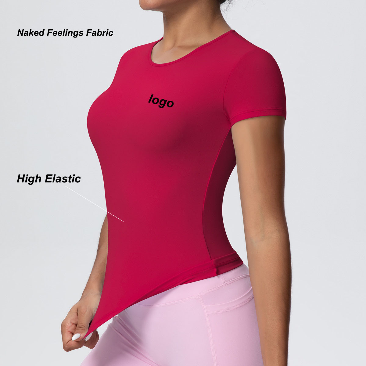 Wholesale Women's T Shirts Naked Feelings Short Sleeve Round Neck Breathable Slim Fit Sweatshirts Yoga Gym Training Clothes