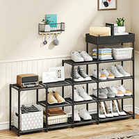 Étagère de rangement autoportante pour chambre et salon, étagère carrée moderne multi-niveaux en fer pour chaussures et sacs