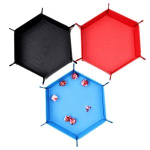 Plateau à dés hexagonal en cuir de luxe à motif crocodile, boîte de rangement pour dés de jeu de société, durable et élégant - Product Image 4