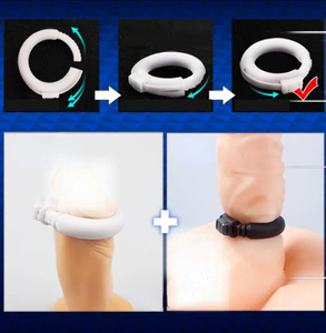 남성용 조절 가능한 실리콘 O형 포피 링, 페니스 링 - Product Image 3