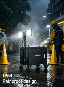 Lampe de travail LED multifonctionnelle portable CHHI SFW3010 noire, 2x60W, sortie AC, <span class=keywords><strong>batterie</strong></span> 2016Wh, IP54, étanche à la pluie, pour chantier extérieur - Product Image 5