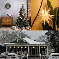 Décoration de Noël Étoile de Morovie pour le sommet de l'arbre, Pendentif de Bethléem, Lanterne en papier PVC, Lumière blanche, Décoration intérieure à piles, IP44