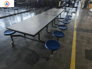 Muebles de Restaurante Plegables, Móviles, Resistentes al Agua y Duraderos, Mesa y Sillas con Ruedas de Metal y Madera para Fábrica o Comedor - Product Image 6