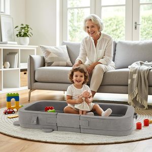 Cuna de Viaje Plegable Tipo Sándwich para Niños Pequeños, OEM/ODM, de Espuma Suave y Portátil, con Barandilla de Seguridad para el Hogar - Product Image 3