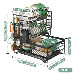 3-In-1 <b>Over</b> the <b>Sink</b> Dish Drying <b>Drainer</b> Rack Kitchen Above <b>Over</b> <b>Sink</b> Dish Drying Rack 2-Tier <b>Drainer</b> With Drainboard Dish Rack - Product Image 2