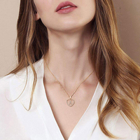 Collier Pendentif Breloque Lettre Initiale Alphabet Cœur en Zirconium Plaqué Or Argent Sterling 925