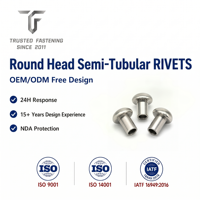 Rivets semi-tubulaires à tête ronde en titane TianFang pour prototypes d'instruments de précision, finition polie, approvisionnement stable en lot