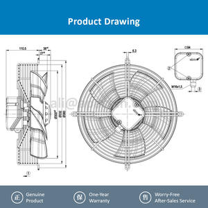 Ventilateur axial de refroidissement pour armoire, condenseur, évaporateur, ebmpapst S4E300-AS72-53, 230VAC, 0.32/0.4A, 70/90W, 1350/1500 tr/min, roulement à billes, OEM ODM - Product Image 4