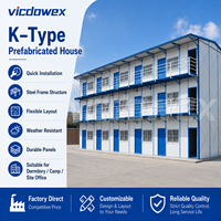 VICDOWEX Maison préfabriquée contemporaine de type K à trois étages pour dortoirs et bureaux de travailleurs de chantier