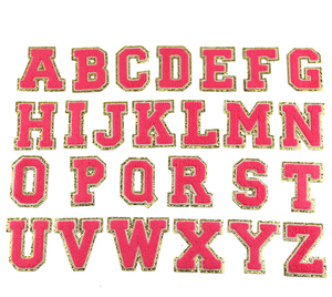 <span class=keywords><strong>Patches</strong></span> de Letras <span class=keywords><strong>Varsity</strong></span> Bordados em Verde Natalino com Glitter em PU <span class=keywords><strong>Chenille</strong></span>, 8cm de Altura, Personalizados com Iniciais do Alfabeto - Product Image 6