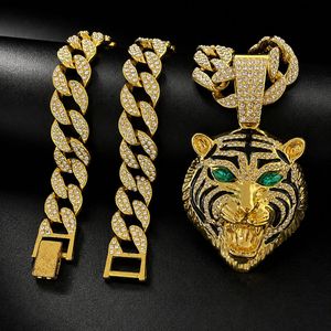 Colar Masculino de Moda Estilo Hip Hop com Pingente de Cabeça de Tigre em Liga, Olhos de Tigre e Detalhes com Efeito de Gotejamento de Óleo - Product Image 6