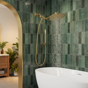 Soffione <span class=keywords><strong>doccia</strong></span> <span class=keywords><strong>a</strong></span> pioggia color oro con doccetta, soffioni <span class=keywords><strong>doccia</strong></span> <span class=keywords><strong>a</strong></span> mano ad alta pressione con diverse modalità di spruzzo, combo effetto pioggia - Product Image 3