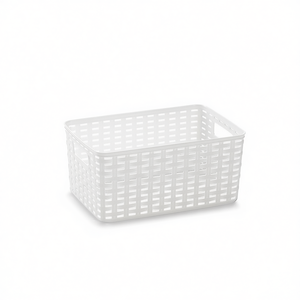Panier de rangement en rotin blanc Cesta N2 6L 29 x 19,5 cm, style simple, empilable, rectangulaire, design fonctionnel en plastique - Product Image 1