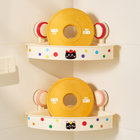 Kunststoff-Saugnapf Dreieckiges Regal Bohrfreies Wandmontiertes Aufbewahrungsregal für Badezimmer Moderner Minimalistischer Stil Spielzeug-Organizer